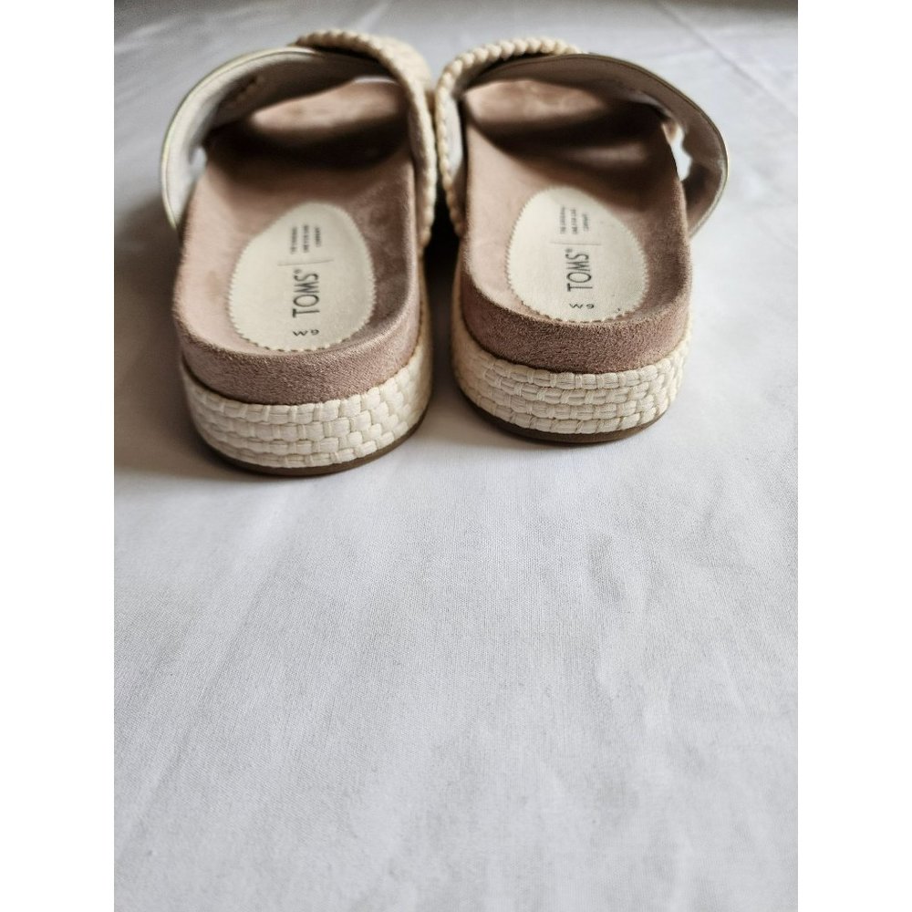 TOMS Women's Paloma Leather & Rope Crossover‎ Flat Sandals Slides Silver Size W9 - Picture 14 of 16